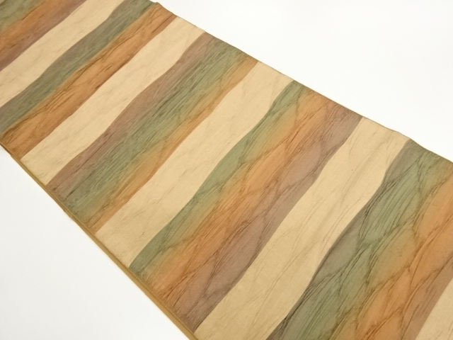 ふくれ織よろけ横段模様織出し名古屋帯